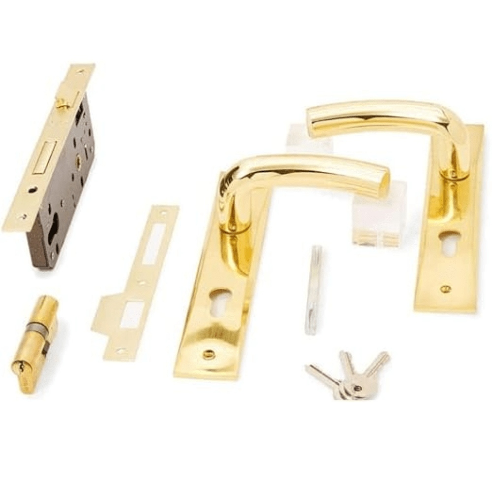 ProGrip Lever Door Handle Lockset with Lock Body & 3 Keys (Gold) - Image 2