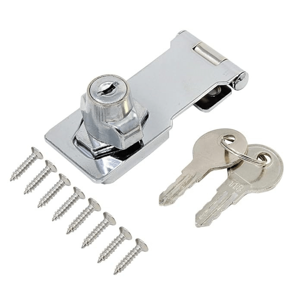 ProGrip Hasp Locks Twist Knob Keyed Locking Hasp Silver - Image 2