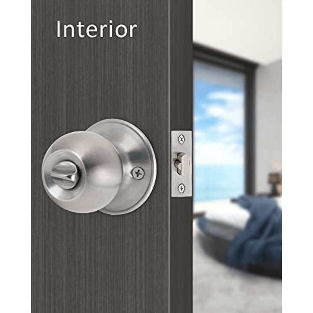 ProGrip Front Door Knob Lockset with Key – Ball Style Entry Door Handle (Stainless Steel) - Image 3