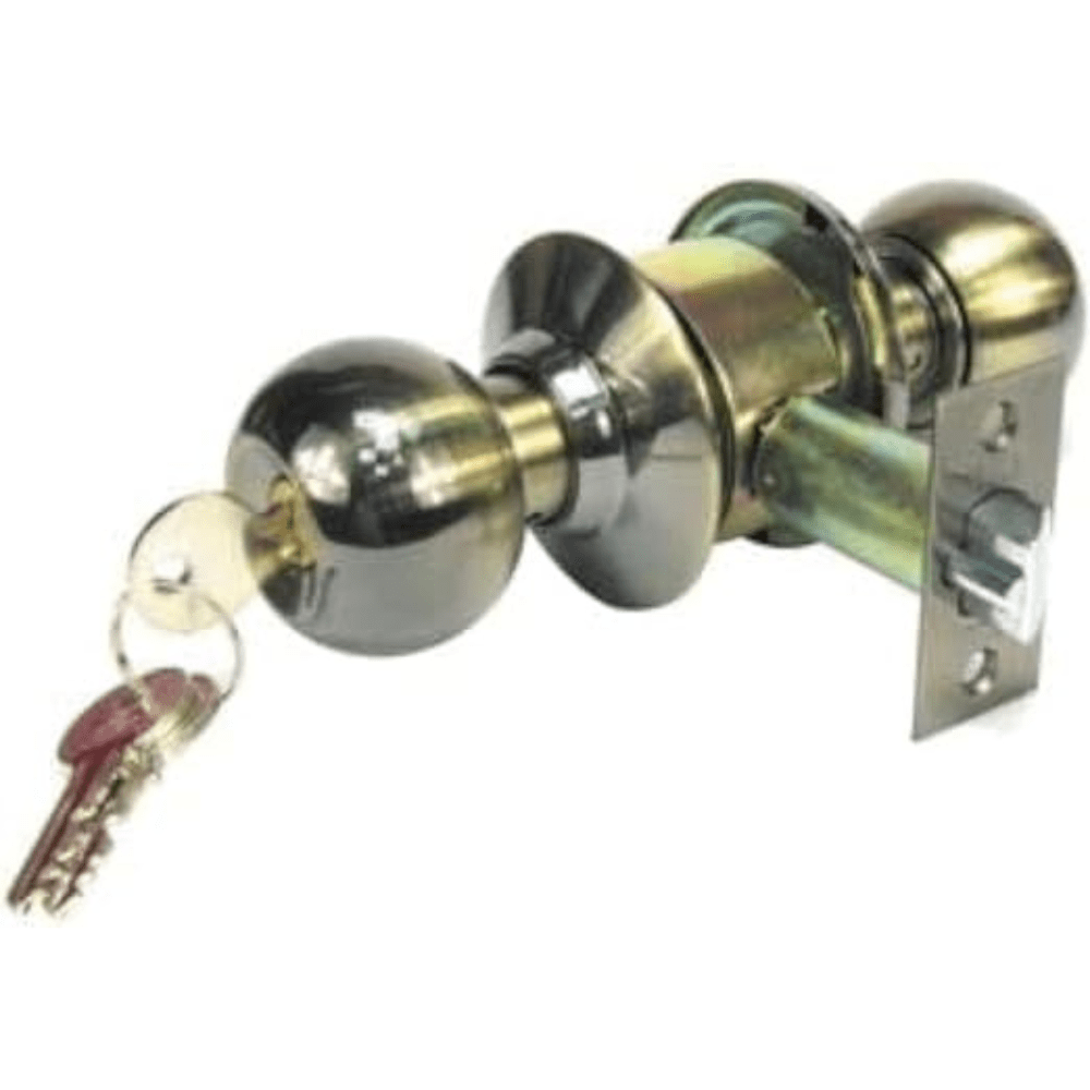 ProGrip Front Door Knob Lockset with Key – Ball Style Entry Door Handle (Aluminium Brass)