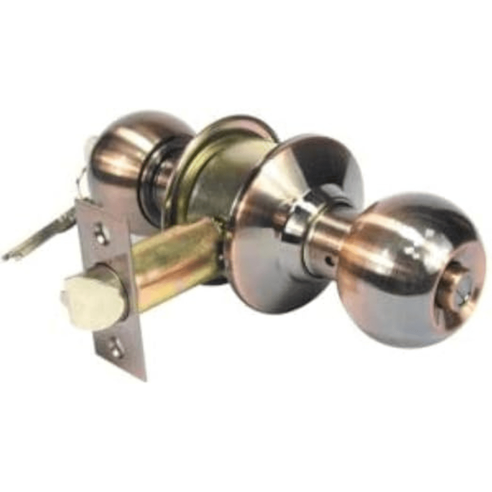 ProGrip Front Door Knob Lockset with Key – Ball Style Entry Door Handle (Copper Alloys)