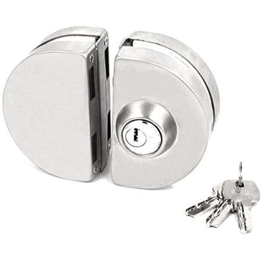 ProGrip Semi-Circle Glass Door Lock with 3 Brass Wave Keys