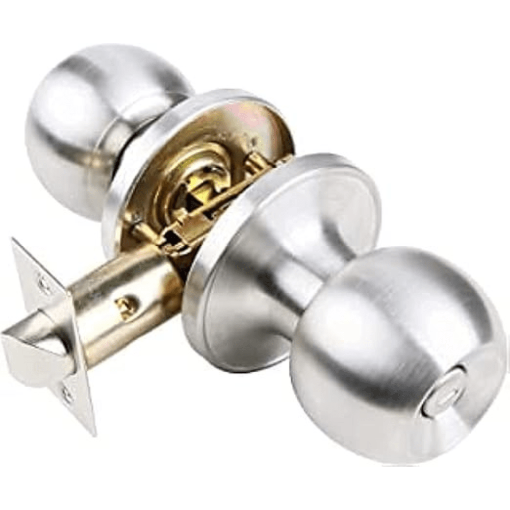 ProGrip Front Door Knob Lockset with Key – Ball Style Entry Door Handle (Stainless Steel)
