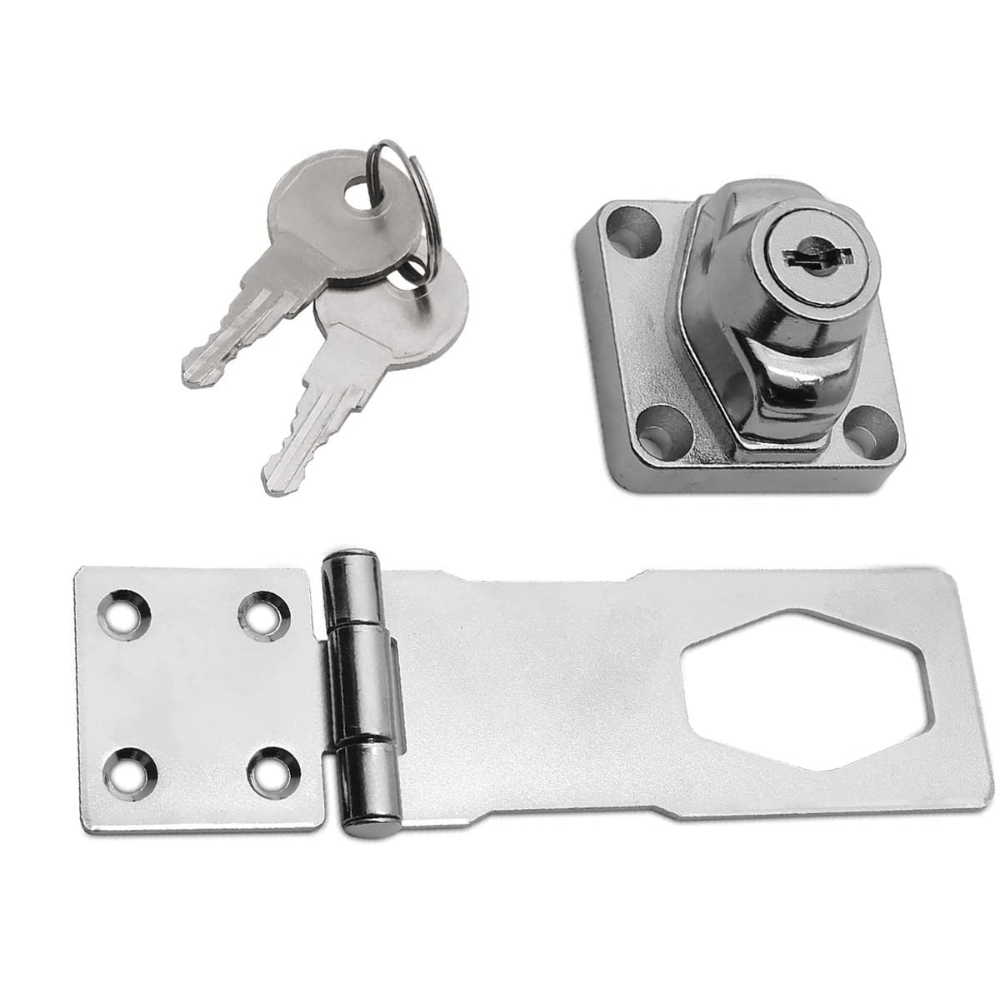 ProGrip Hasp Locks Twist Knob Keyed Locking Hasp Silver - Image 5