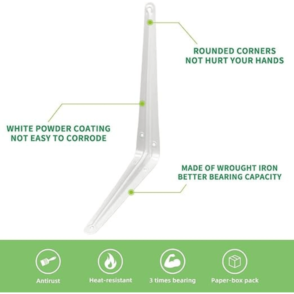 ProGrip White Shelf Brackets 8" x 10" Inch (24 pcs) - Image 2