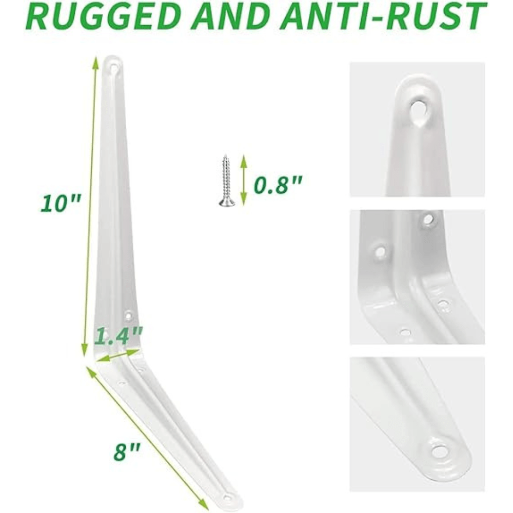ProGrip White Shelf Brackets 8" x 10" Inch (24 pcs) - Image 3