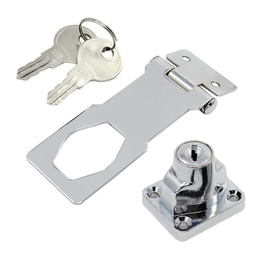 ProGrip Hasp Locks Twist Knob Keyed Locking Hasp Silver