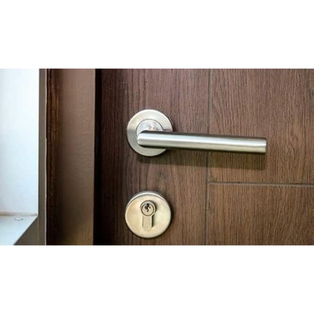 ProGrip Stainless Steel Rose Type Lever Door Handle (L Type) for Indoor Wooden Doors - Image 3