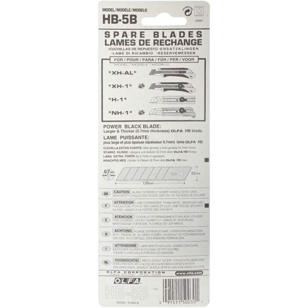 OLFA Heavy-Duty Replacement Blades HB-5B (5-Pack) - Image 3