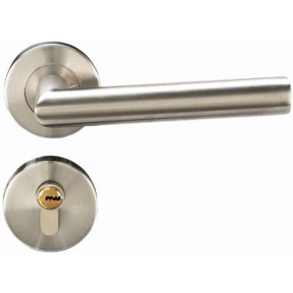 ProGrip Stainless Steel Rose Type Lever Door Handle (L Type) for Indoor Wooden Doors - Image 2