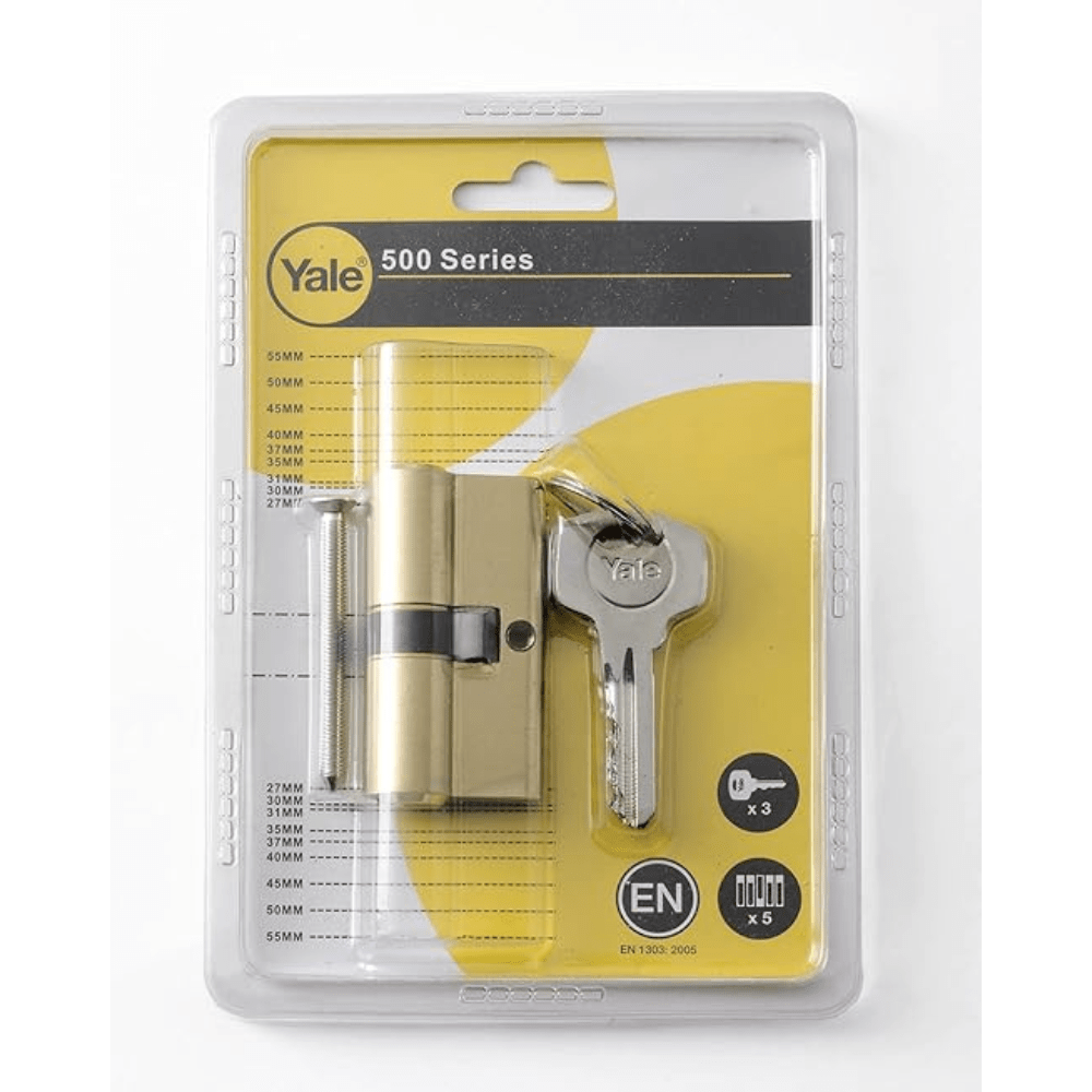 Yale Double Euro Profile Cylinder 30+30 Polished Brass