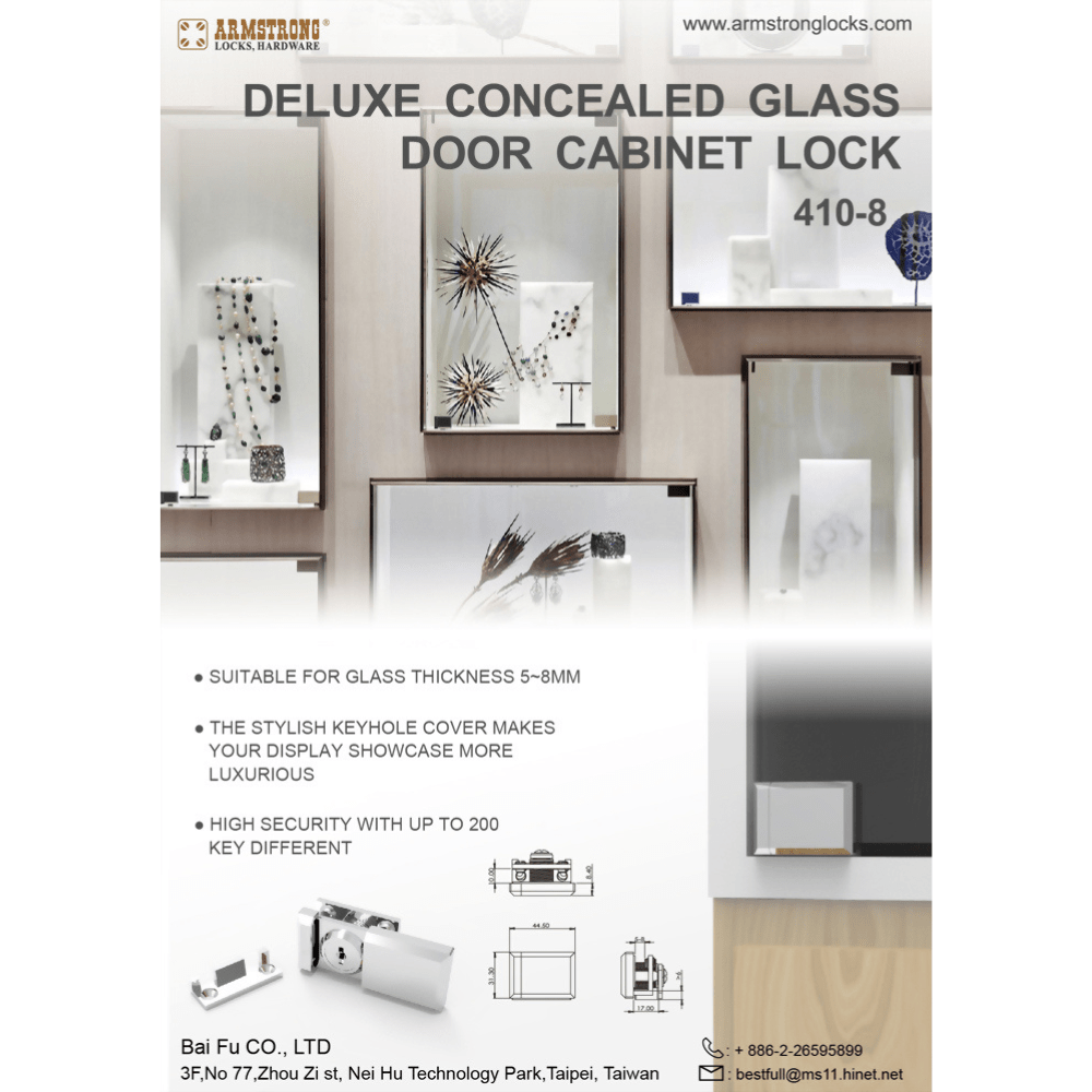 Armstrong Deluxe Concealed Glass Cabinet Lock- 410-8 - Image 2