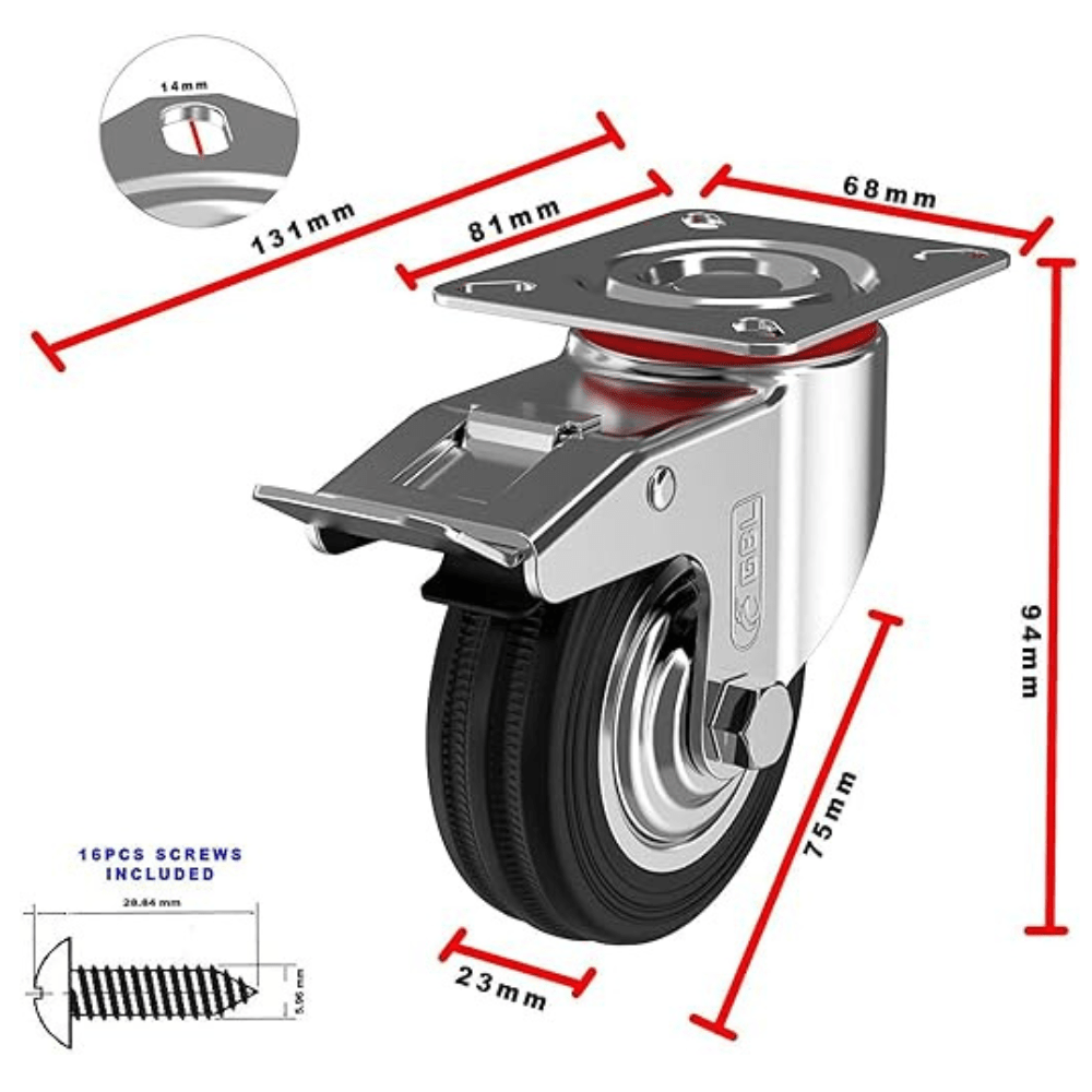ProGrip Heavy Duty Caster Wheels 3Inch - Image 2