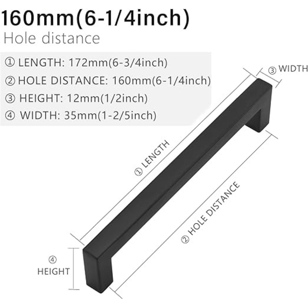 ProGrip Cabinet Handle Square Matt Black - Image 2