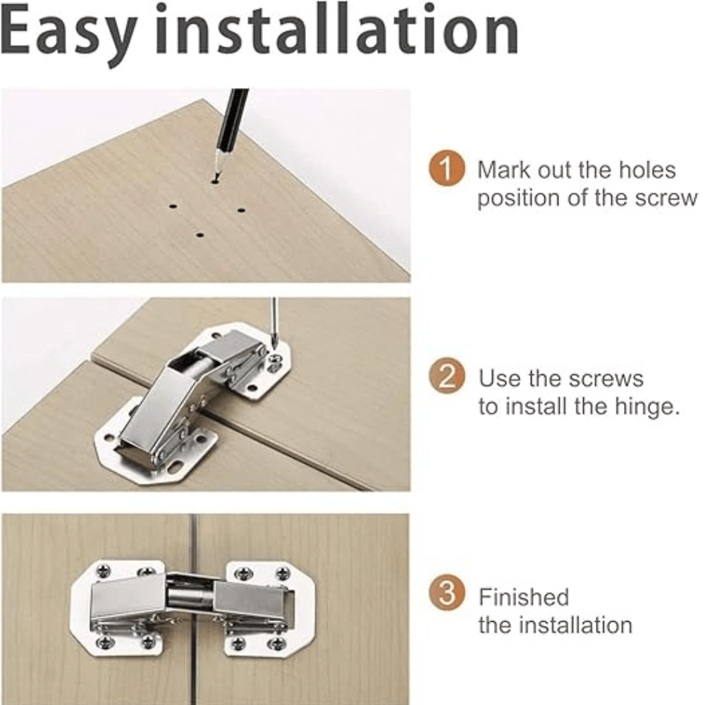 ProGrip Kitchen Cabinet Hinges Nickle Full Overlay - Image 4